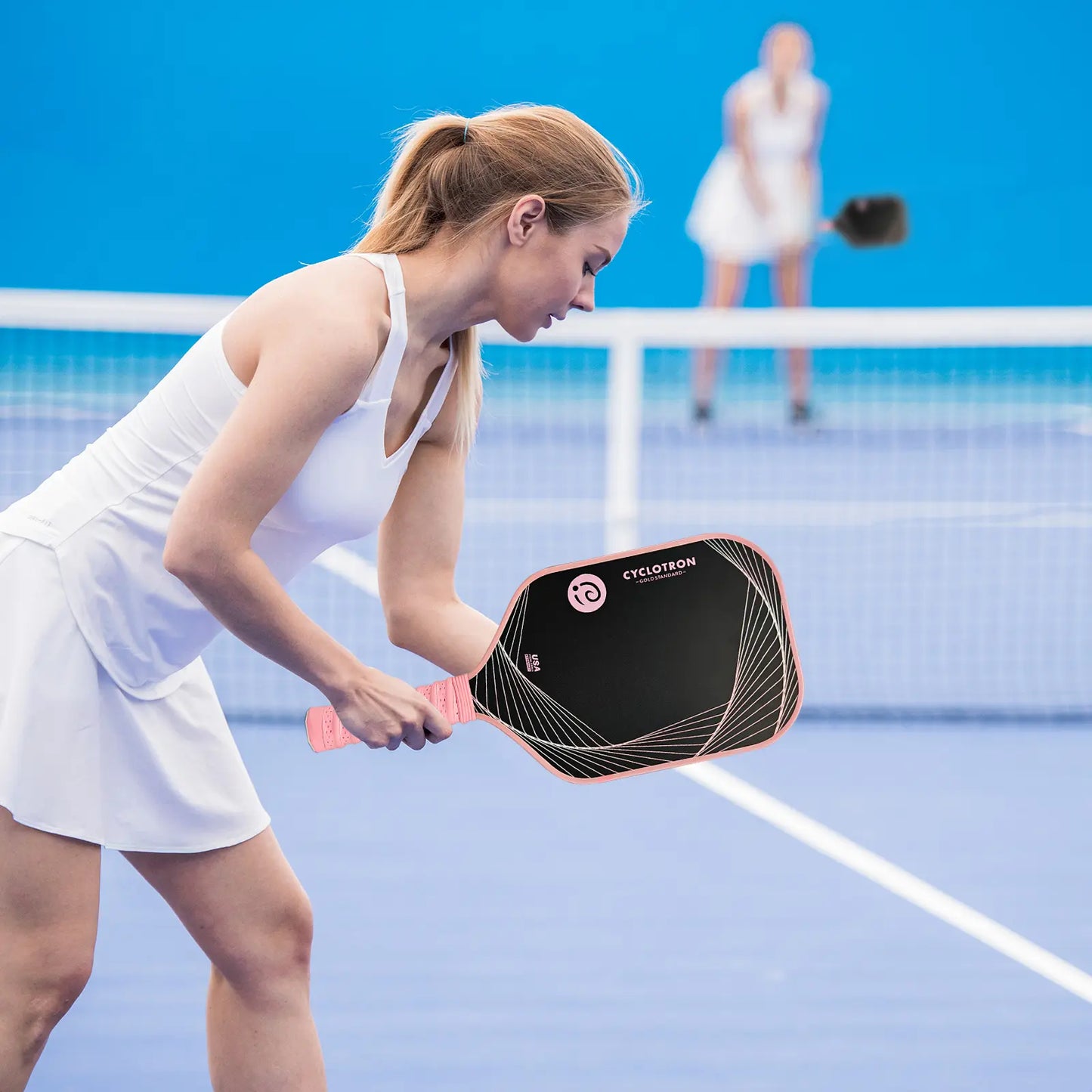 CYCLOTRON WAVES-G-PK Pickleball Paddle Set, Beginner 16.1” Offensive Power Paddle, Fiberglass UV Surface, 14Mm Core for Power & Rebound, Lightweight 7.8Oz Paddle, 2 Paddles + 4 Pickleballs + 1 Carry Bag Pickle Ball