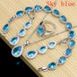 Water Drop Silver 925 Jewelry Red Ruby White Topaz Jewelry Sets Women Long Earrings/Pendant/Necklace/Rings/Bracelet Dropshipping