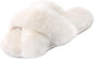 Women'S Fuzzy Slippers Comfy Cross Band House Shoes Memory Foam Open Toe Indoor Gifts for Ladies