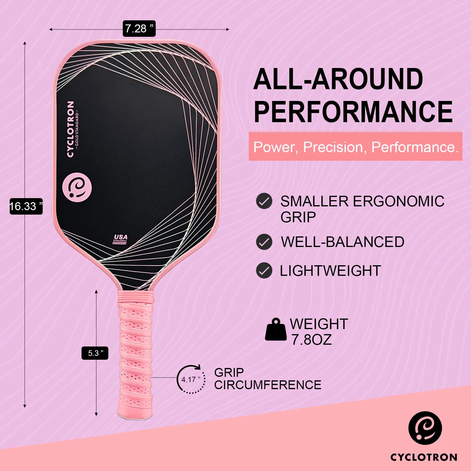 CYCLOTRON WAVES-G-PK Pickleball Paddle Set, Beginner 16.1” Offensive Power Paddle, Fiberglass UV Surface, 14Mm Core for Power & Rebound, Lightweight 7.8Oz Paddle, 2 Paddles + 4 Pickleballs + 1 Carry Bag Pickle Ball