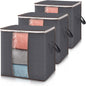 3 Pack 100L Clothes Storage Bins with Lids, Foldable Blanket Storage Bags with Zippers, Clear Window and Reinforced Handles, Closet and Organization for Clothing, Sweater, Comforter, Bedding