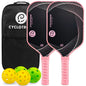CYCLOTRON WAVES-G-PK Pickleball Paddle Set, Beginner 16.1” Offensive Power Paddle, Fiberglass UV Surface, 14Mm Core for Power & Rebound, Lightweight 7.8Oz Paddle, 2 Paddles + 4 Pickleballs + 1 Carry Bag Pickle Ball