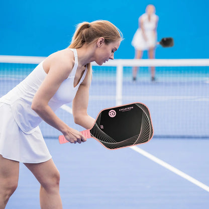 CYCLOTRON WAVES-G-PK Pickleball Paddle Set, Beginner 16.1” Offensive Power Paddle, Fiberglass UV Surface, 14Mm Core for Power & Rebound, Lightweight 7.8Oz Paddle, 2 Paddles + 4 Pickleballs + 1 Carry Bag Pickle Ball