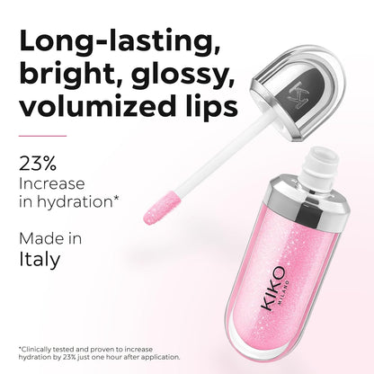 KIKO Milano 3D Hydra Lip Gloss – High Shine, Hydrating, Plumping, Non-Sticky, Moisturizing Lip Makeup